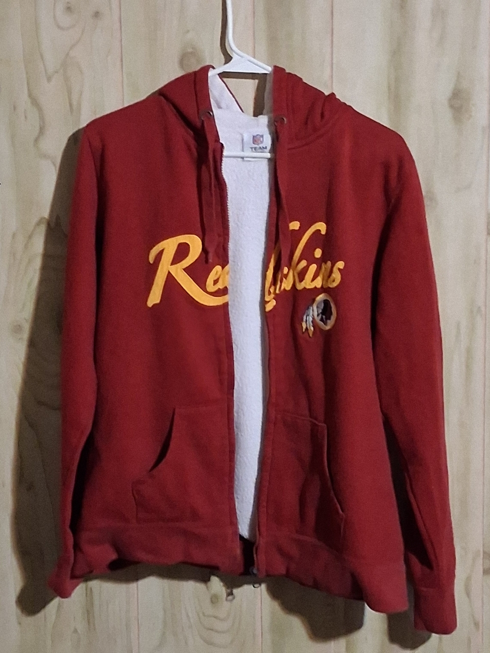 Y2K NFL Womens Redskins Burgundy Full-Zip Hoodie with Gold Script